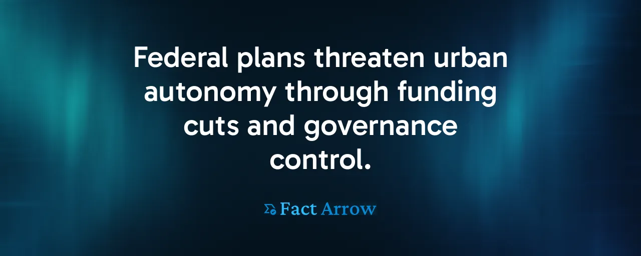 Federal plans threaten urban autonomy through funding cuts and governance control.