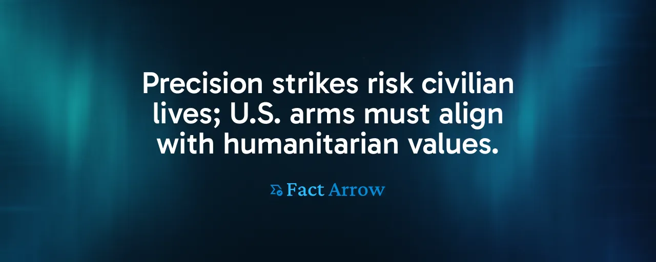 Precision strikes risk civilian lives; U.S. arms must align with humanitarian values.