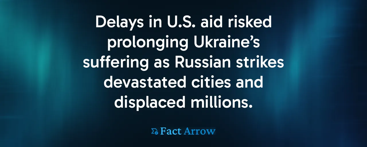 Delays in U.S. aid risked prolonging Ukraine’s suffering as Russian strikes devastated cities and displaced millions.